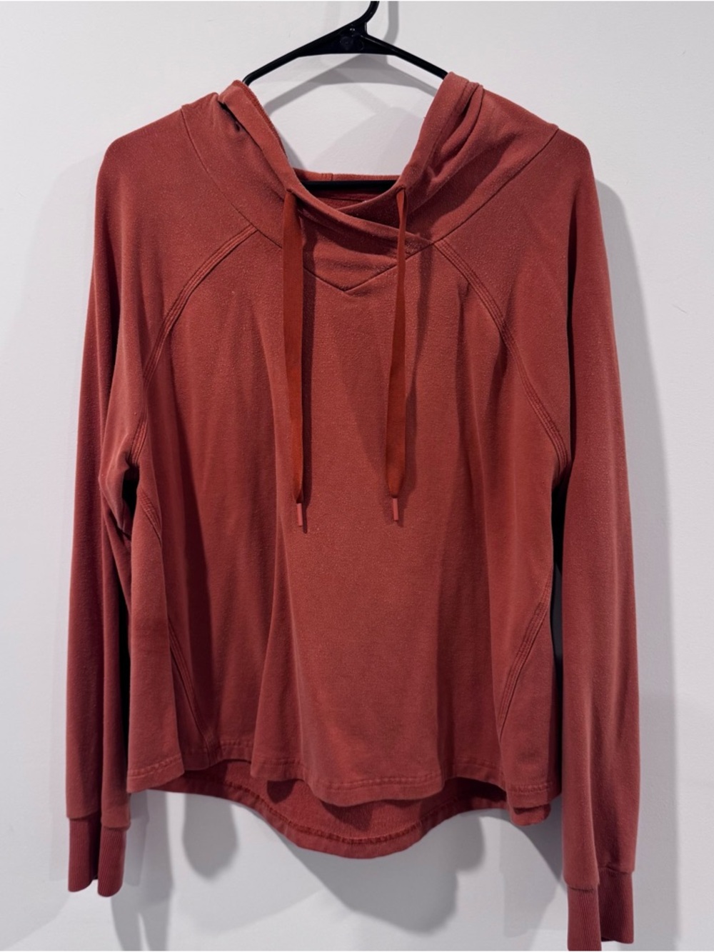 Athleta Rust Orange Drawstring Hooded Pullover Women’s Large